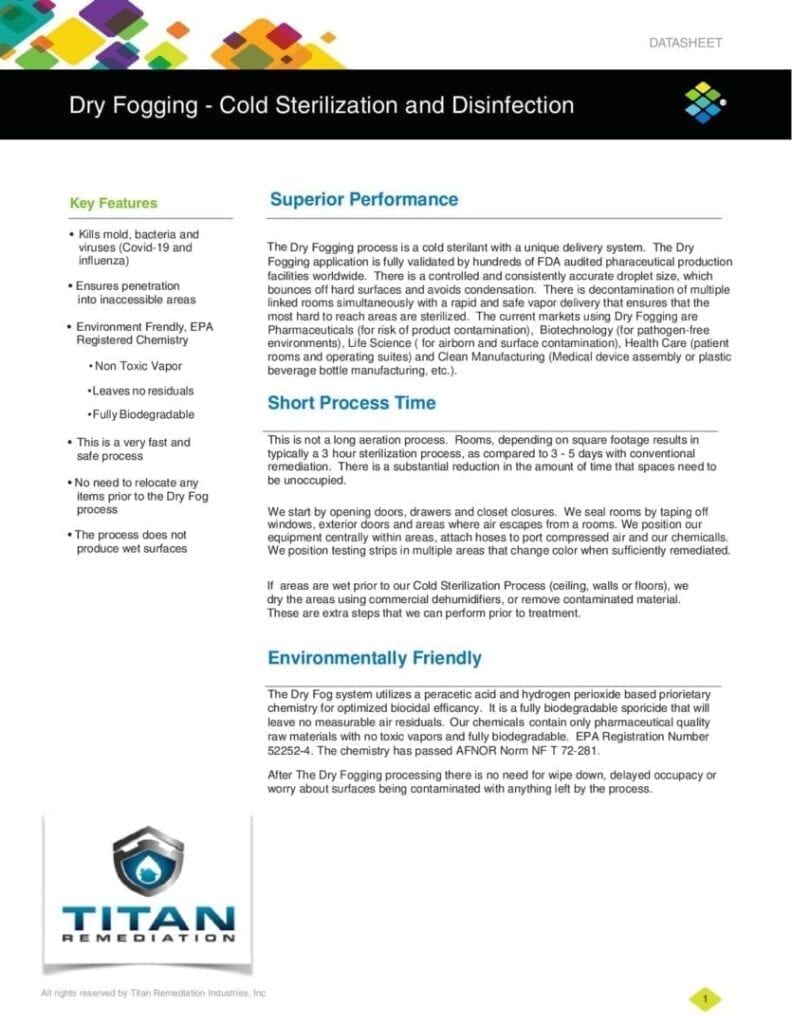 Dry Fogging Cold Sterilization and Disinfection document