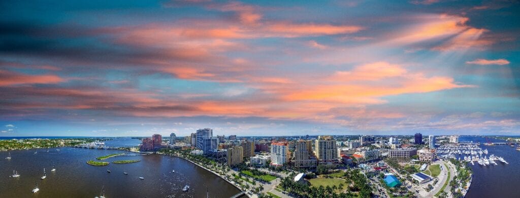 Aerial view of West Palm Beach, Florida.